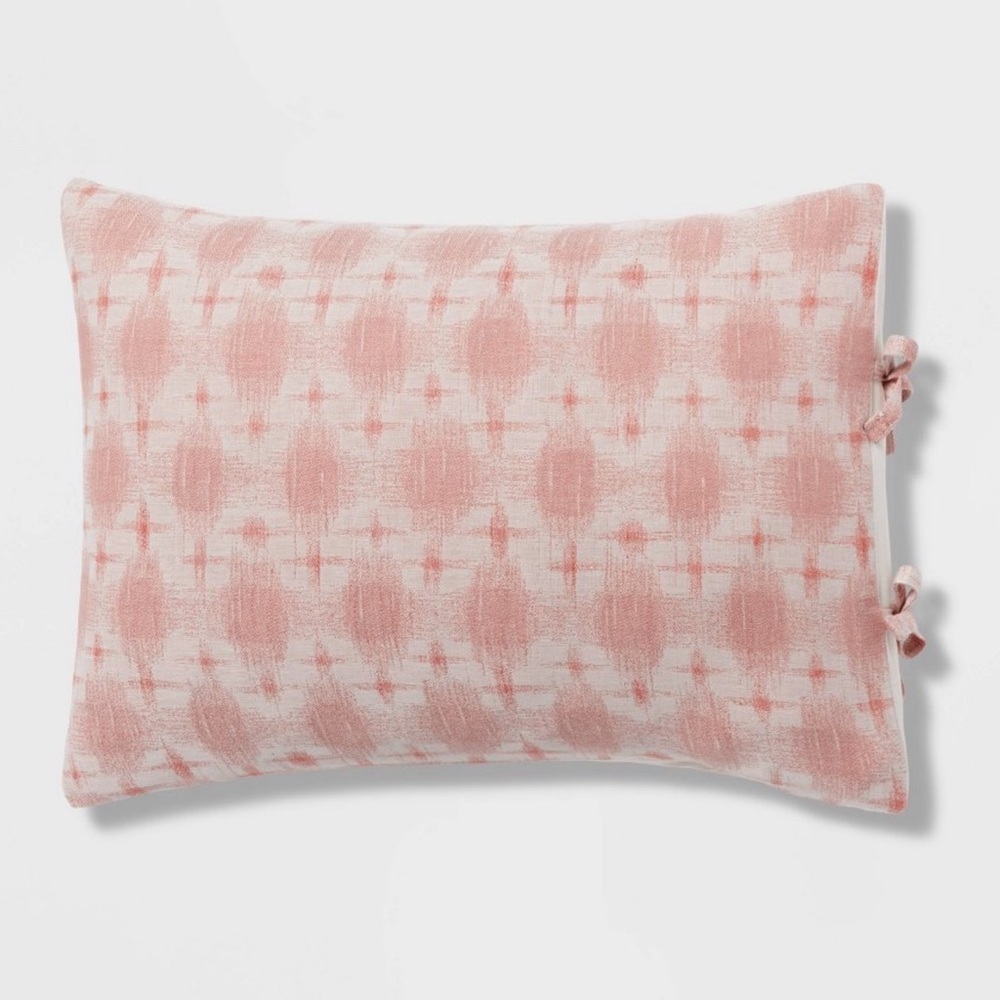 Threshold King Yarn Dye Ikat Duvet Cover and Sham Set Ivory/Mauve Cotton Slub - Picture 4 of 11